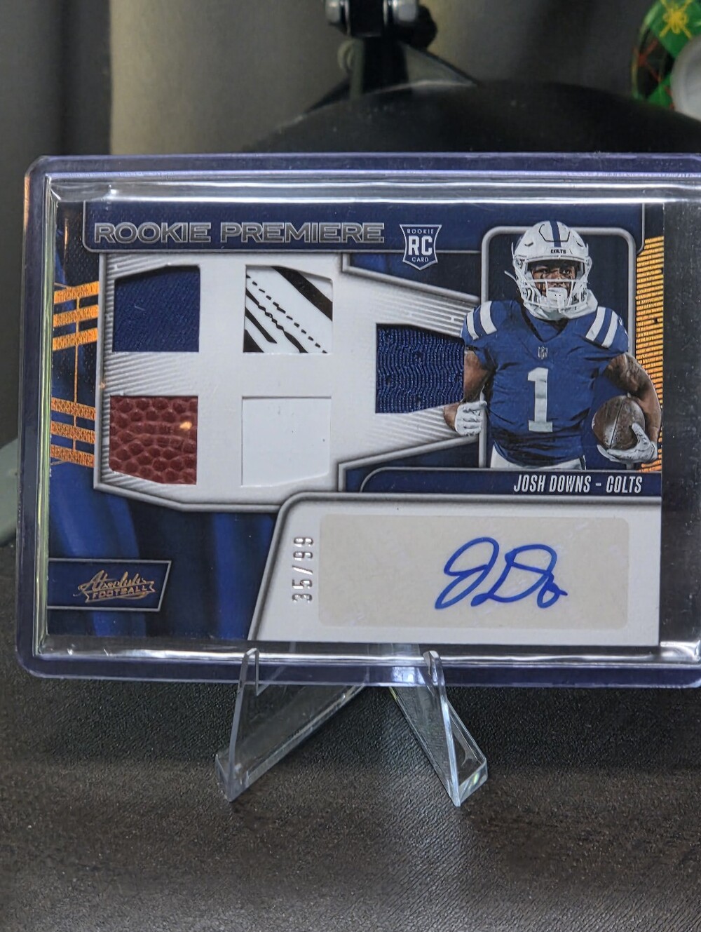Josh Downs Rookie Premiere Multi-Swatch Autograph Card